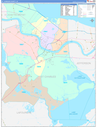 St. CharlesParish (County), LA Wall Map Color Cast Style 2024